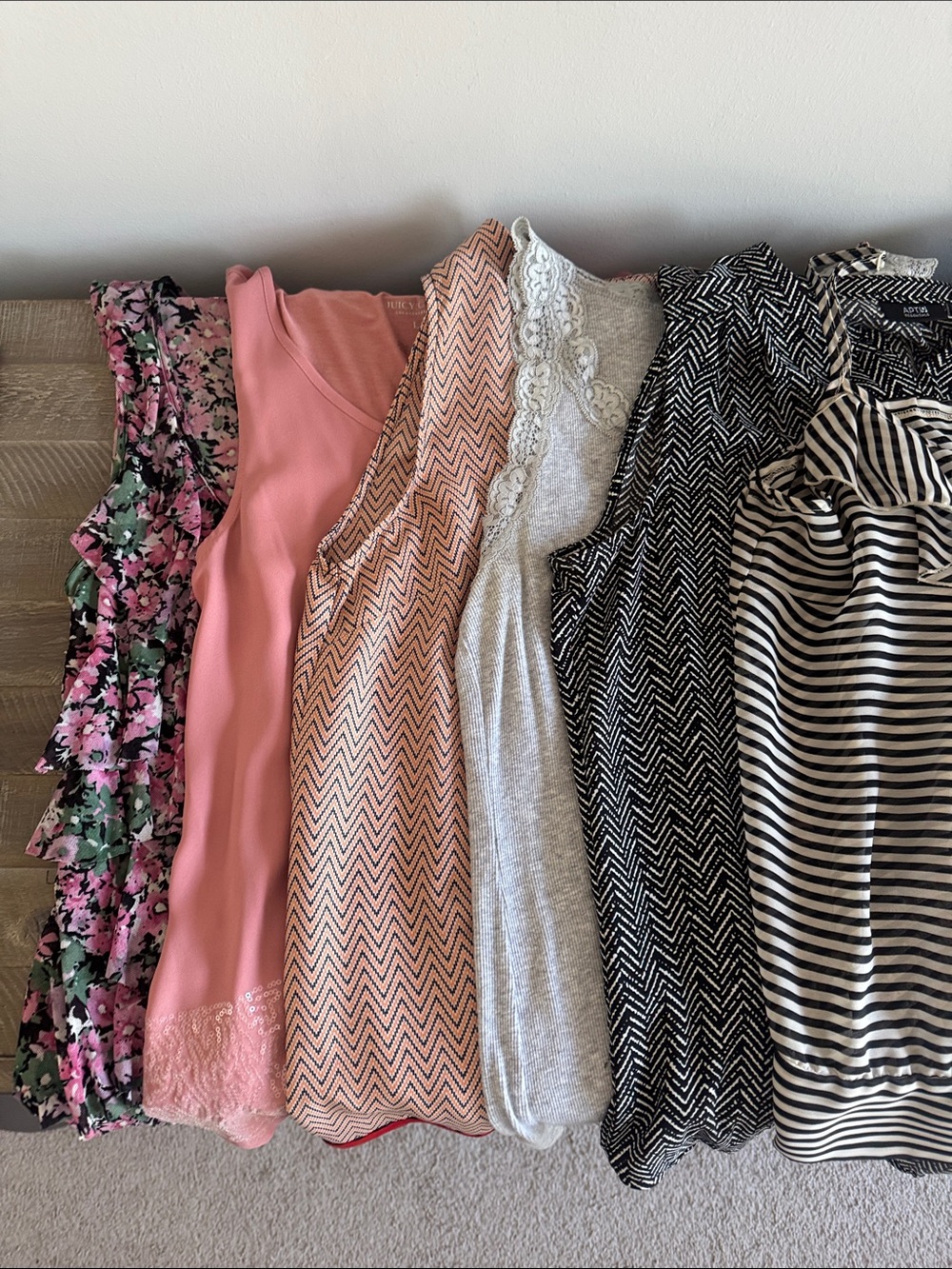 Mixed Womenโs Large Tops Bundle of 6 - Pink, Floral, Coral, Gray, Black & White